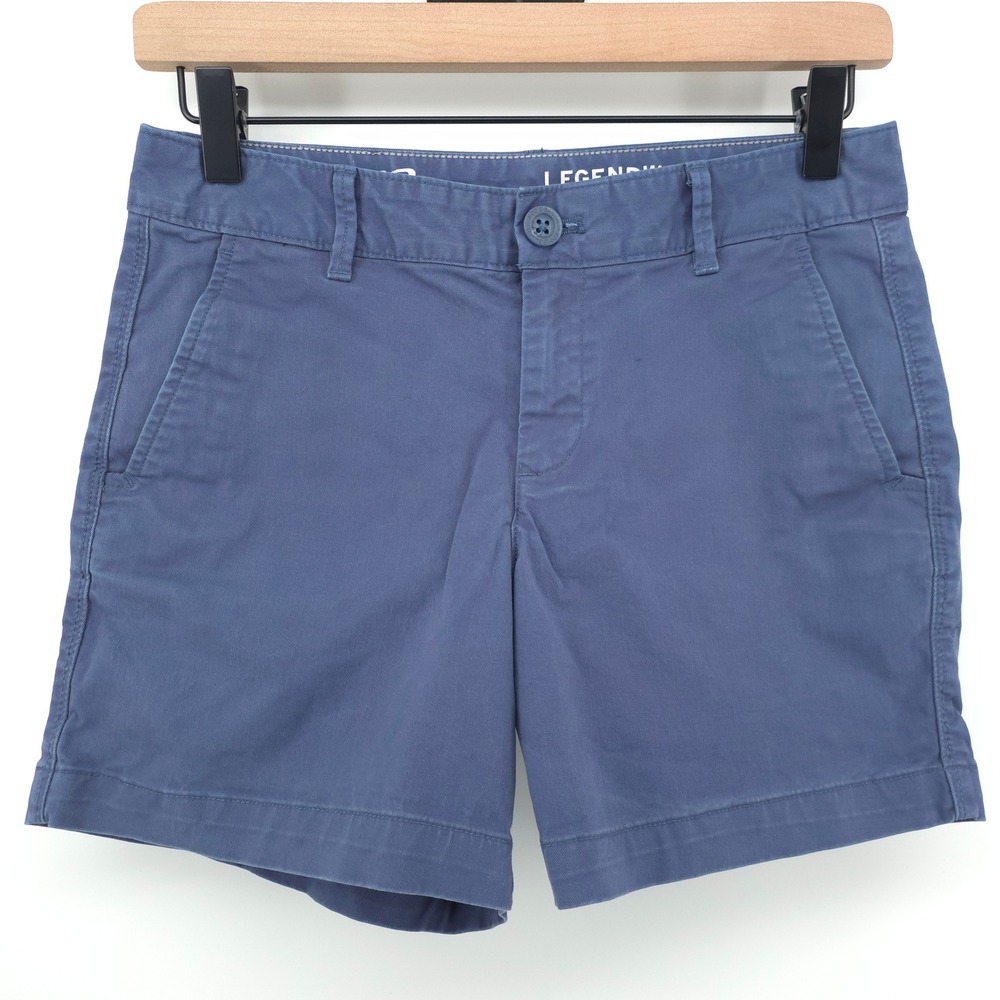 Eddie Bauer Legend Wash Boyfriend Women Midrise Shorts 0 Blue Stretch Chino